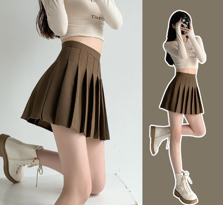 Модерна дамска къса плисирана пола за бременни с висока талия 