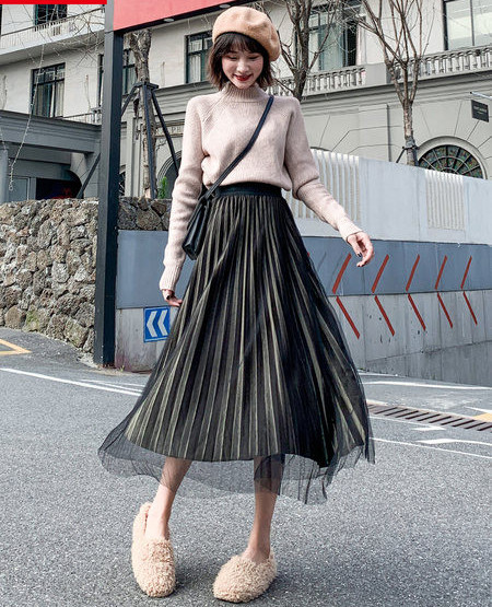 Дамска плисирана пола за бременни