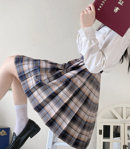 Дамска карирана пола тип плисе за бременни