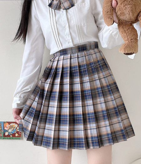 Дамска карирана пола тип плисе за бременни