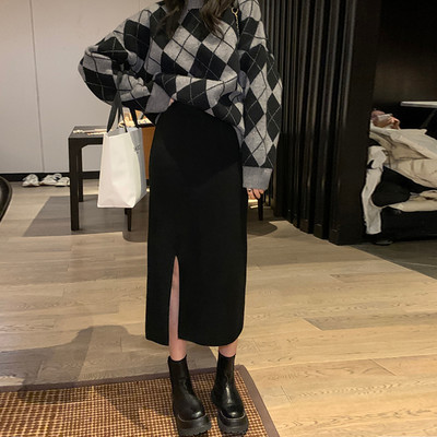 Ženska crna suknja - s trudničkim prorezom