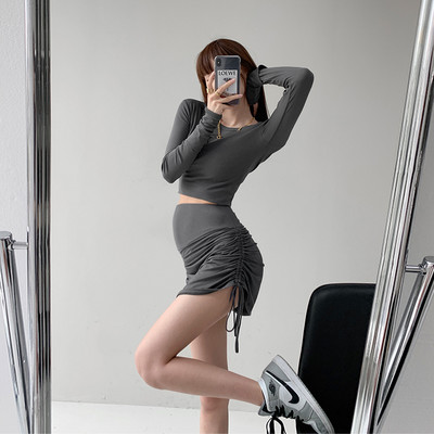 Дамска модерна пола с връзки за бременни 