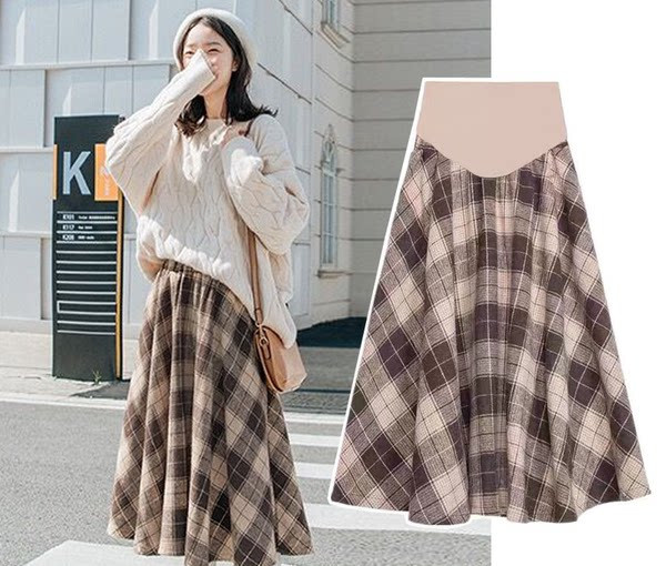 Дамска карирана пола за бременни 