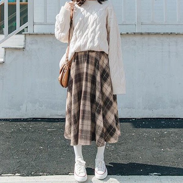 Дамска карирана пола за бременни 