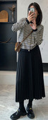Дамска модерна плисирана пола с висока талия за бременни