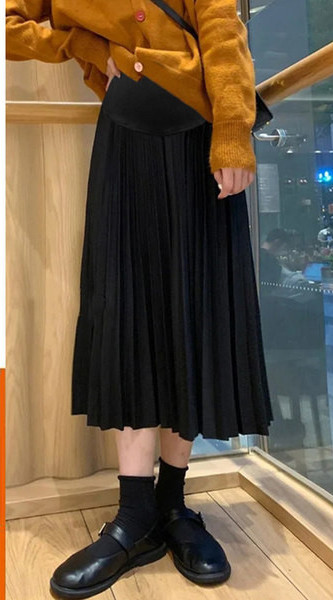 Дамска модерна плисирана пола с висока талия за бременни
