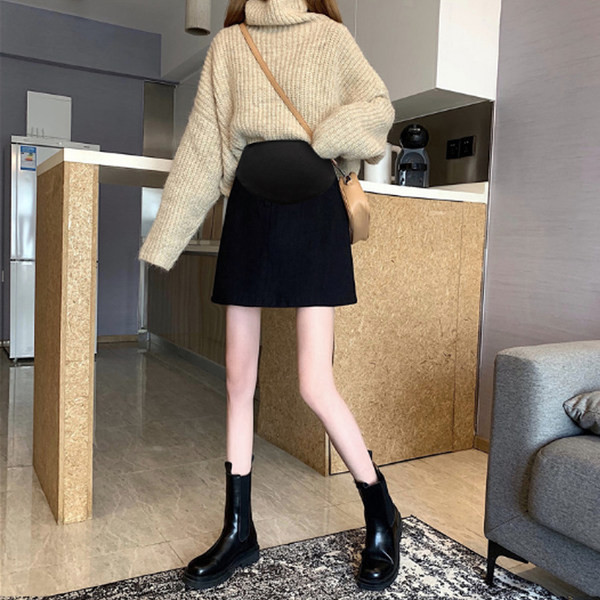 Дамска ежедневна пола за бременни с висока талия