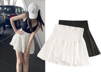 Плисирана къса пола за бременни с висока талия два цвята