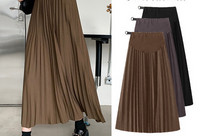 Дамска плисирана пола с висока талия за бременни