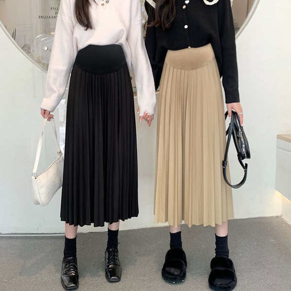 Нов модел плисирана пола за бременни с висока талия