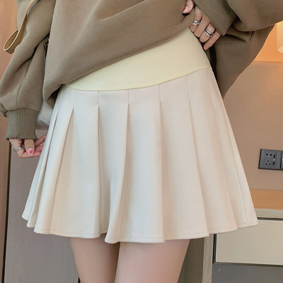 Зимна дамска пола за бременни тип плисе