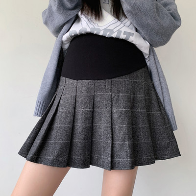 Зимна дамска пола за бременни тип плисе