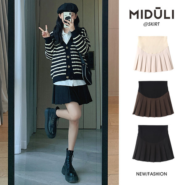 Зимна дамска пола за бременни тип плисе 