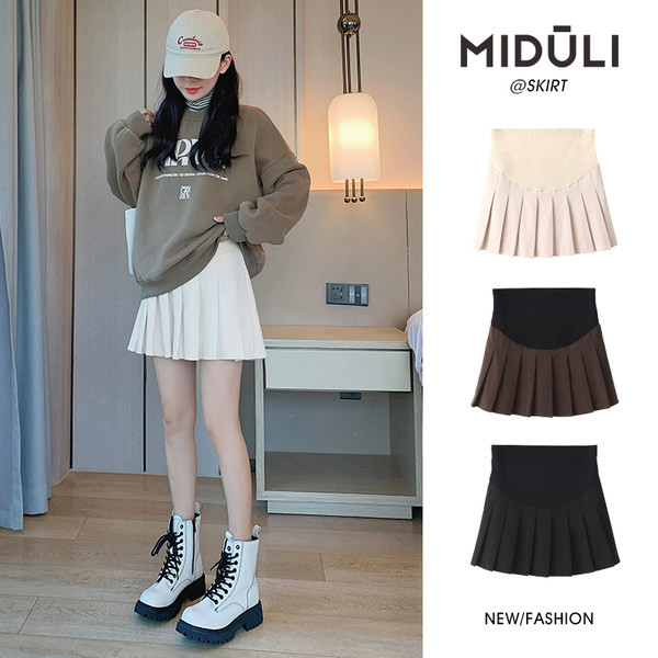 Зимна дамска пола за бременни тип плисе 