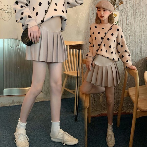 Дамска къса пола за бременни с широк колан 