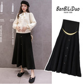 Дамска пола с широк колан и копчета за бременни