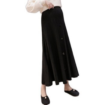 Дамска пола с широк колан и копчета за бременни 