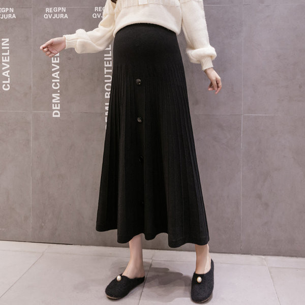 Дамска пола с широк колан и копчета за бременни 