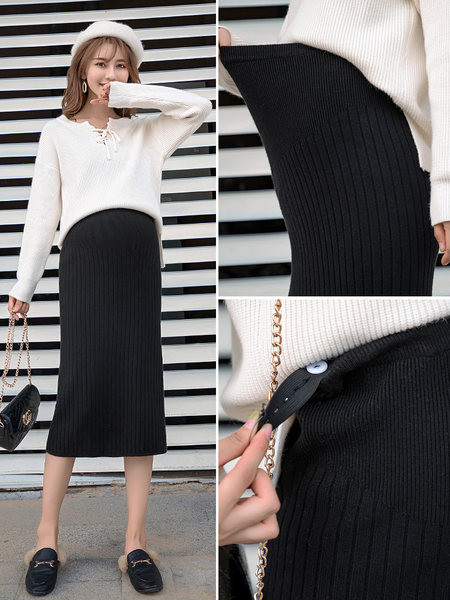 Дамска пола с широк колан за бременни 