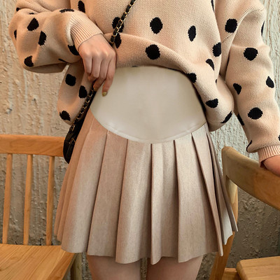 Дамска плисирана пола с широк колан за бременни