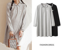 Спортна рокля за бременни с класическа яка и копчета