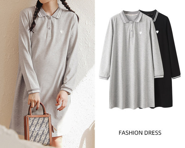 Спортна рокля за бременни с класическа яка и копчета 