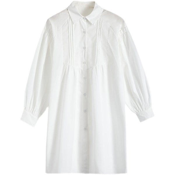 Ежедневна рокля за бременни с класическа яка и копчета 