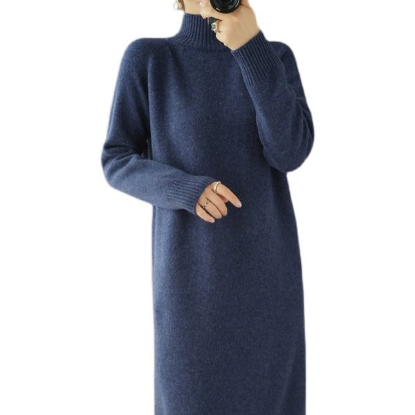 Дамска рокля с висока яка за бременни 