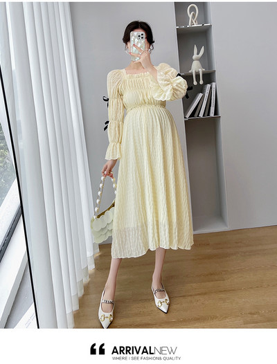 Ежедневна рокля с лотос ръкави за бременни