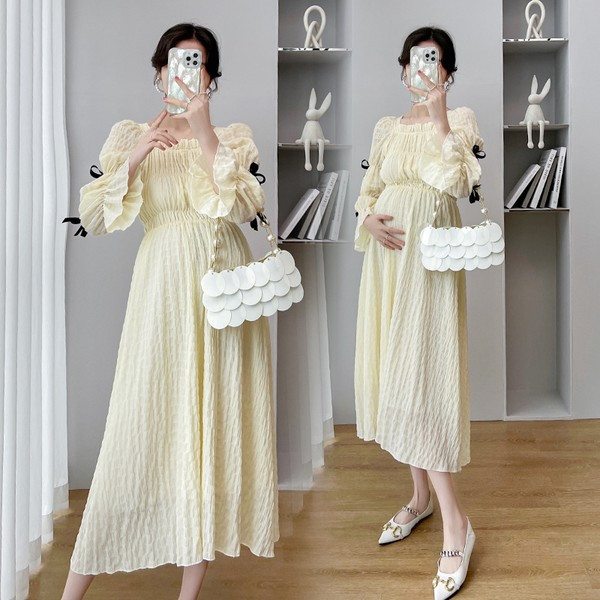 Ежедневна рокля с лотос ръкави за бременни