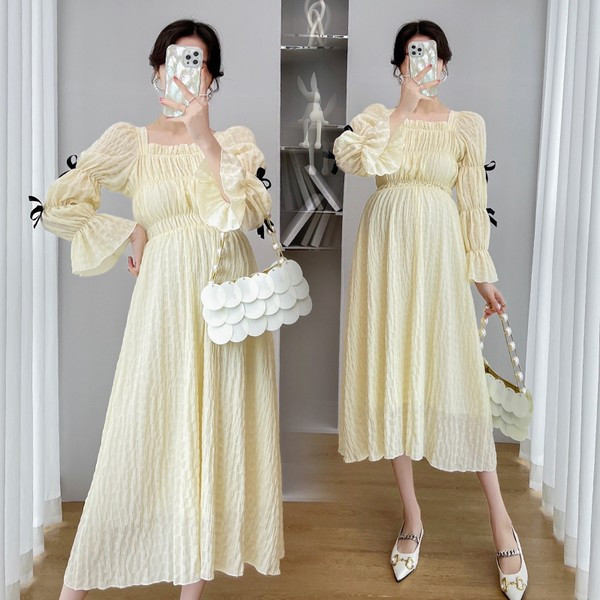 Ежедневна рокля с лотос ръкави за бременни