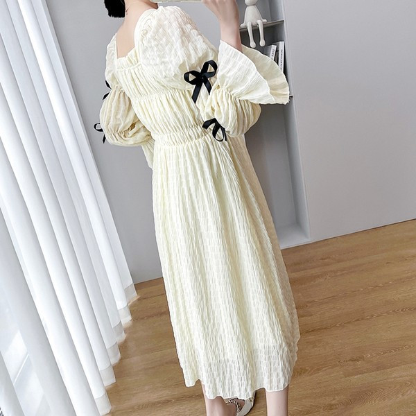 Ежедневна рокля с лотос ръкави за бременни