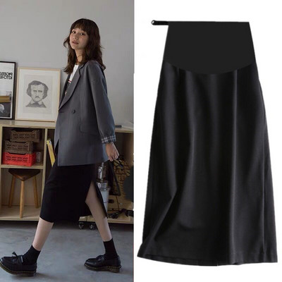 Women`s Black Slit Maternity Skirt