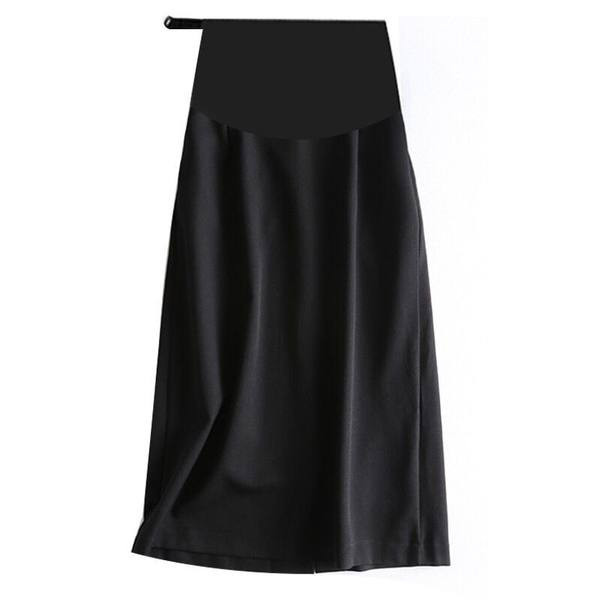 Дамска черна пола с цепка за бременни 