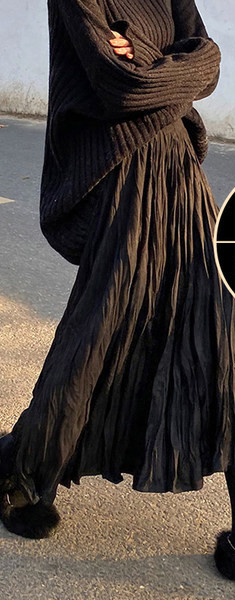 Дамска черна дълга пола за бременни 