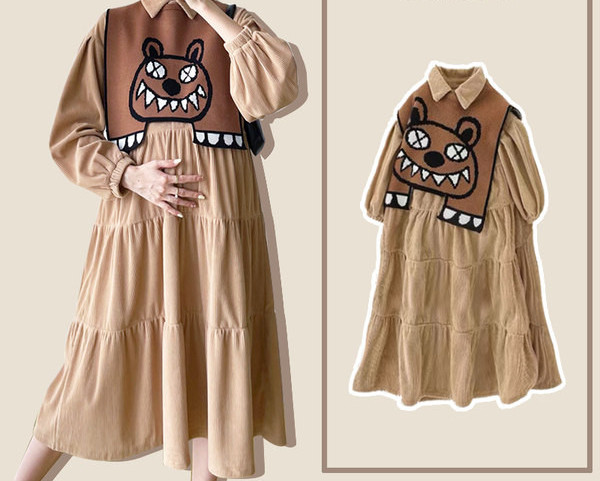 Дамска рокля за бременни със средна дължина