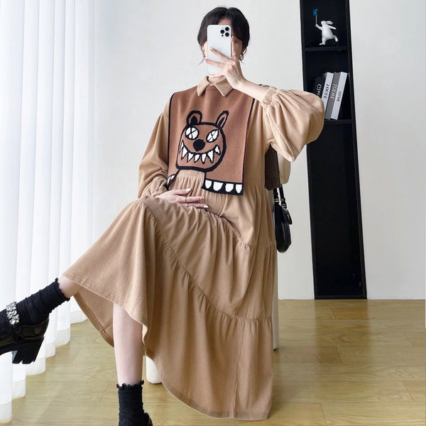 Дамска рокля за бременни със средна дължина