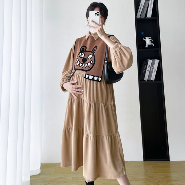 Дамска рокля за бременни със средна дължина