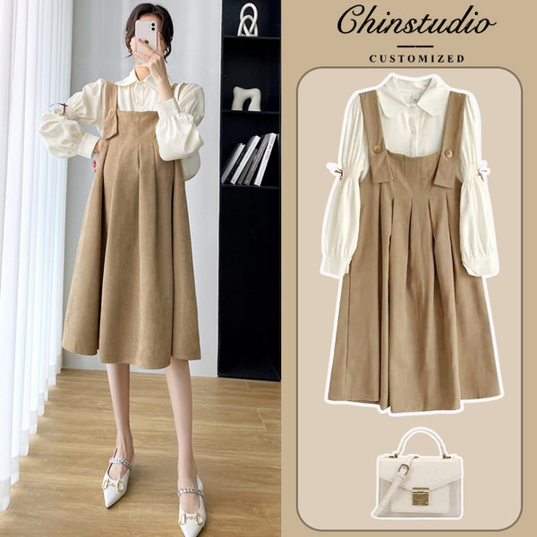 Модерна есенна рокля за бременни нов модел