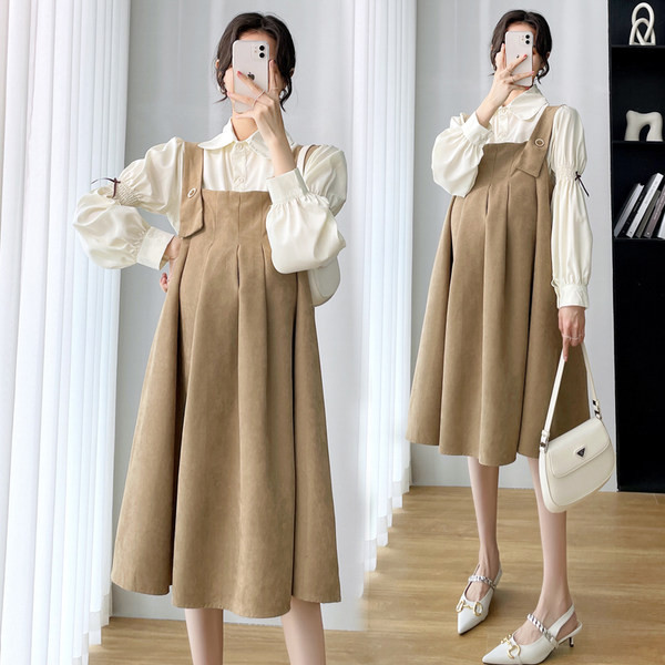 Модерна есенна рокля за бременни нов модел