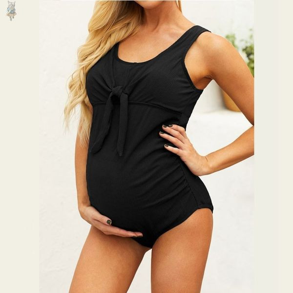 Μοντέρνο ολόσωμο μαγιό εγκυμοσύνης με κορδέλα