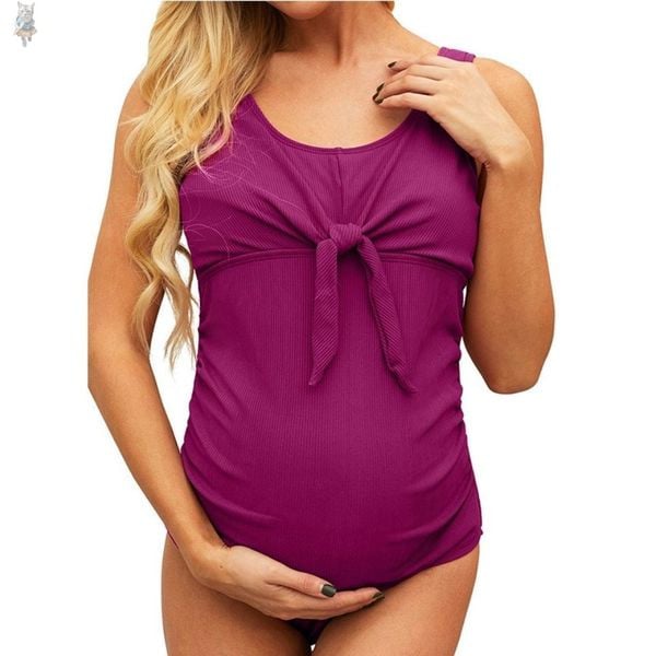 Μοντέρνο ολόσωμο μαγιό εγκυμοσύνης με κορδέλα