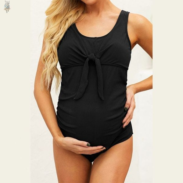 Μοντέρνο ολόσωμο μαγιό εγκυμοσύνης με κορδέλα