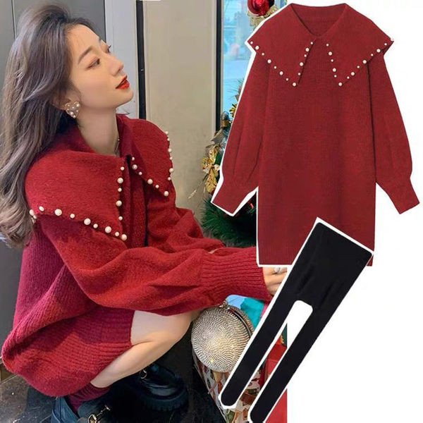 Дамска рокля за бременни с перли 