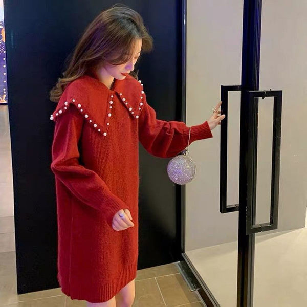 Дамска рокля за бременни с перли 