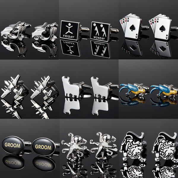 Няколко модела мъжки ръкавели в сребрист цвят