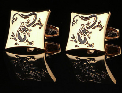 Квадратни копчета за ръкавели в златист цвят за мъже