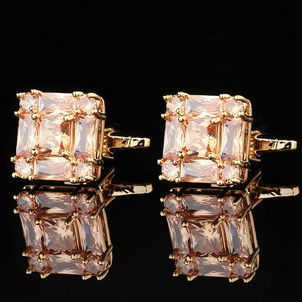 Мъжки ръкавели с камъни -златист и сребрист цвят