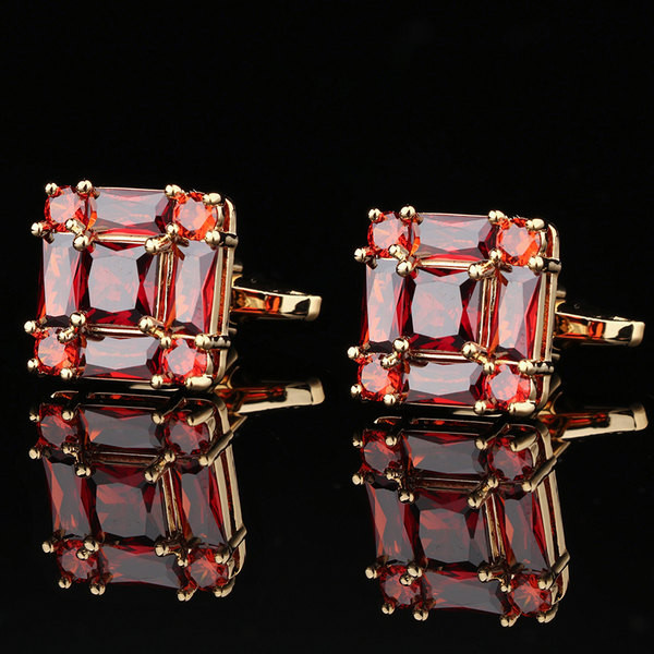 Мъжки ръкавели с камъни -златист и сребрист цвят