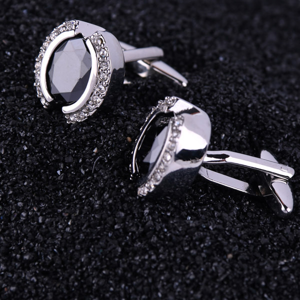 Кръгли мъжки копчета за ръкавели с камъни